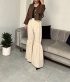 شلوار زنانه پایین چین لینن