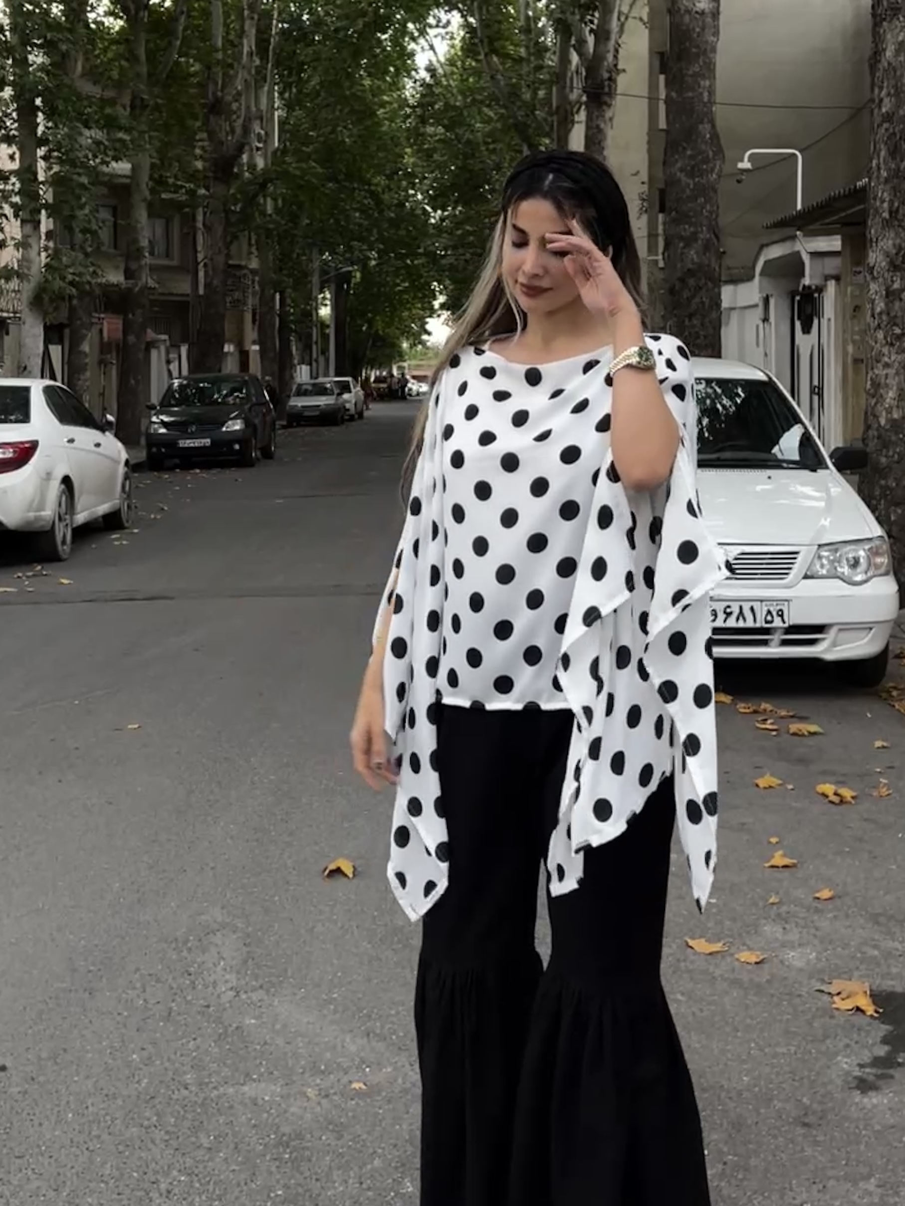 پانچ خالدار کرپ حریر